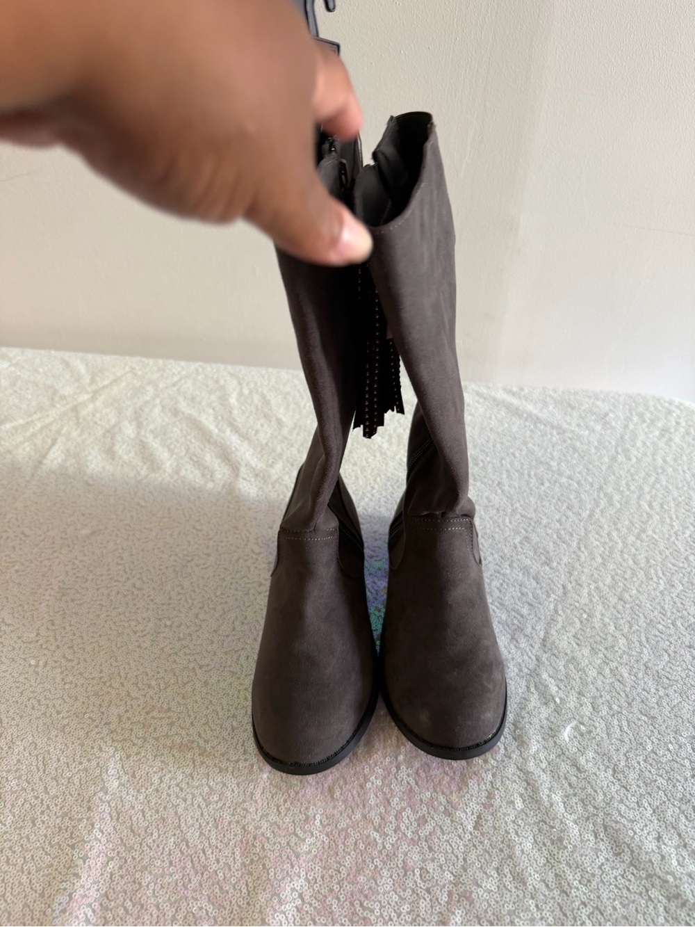 Women's Tall Suede-Look Pull-On Boots - Dark Brown